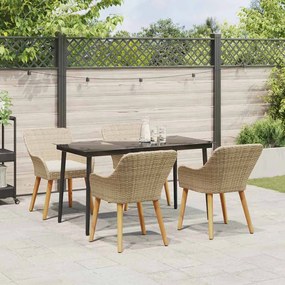 Conjunto de Jantar para Jardim 5 Peças Bege em Rattan Sintético