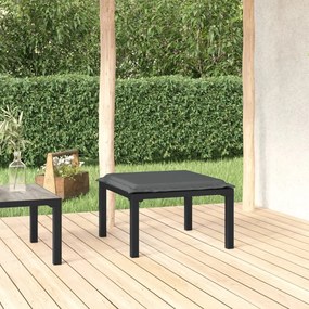 vidaXL Apoio de pés para jardim com almofadão vime PE preto e cinzento