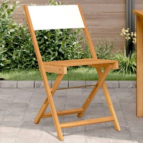Cadeiras bistrô 2 pcs madeira acácia maciça/tecido branco nata