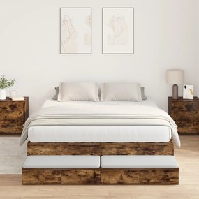Cama de Armazenamento Carvalho Fumado 140x190 cm