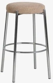 Pack De 4 Bancos Altos Estofados E Em Ferro Zantria ↑75 Cm & Tecido Toupeira - Sklum