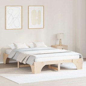 Estrutura de Cama Natural Madeira de Pinho Sólido 140 x 200 cm