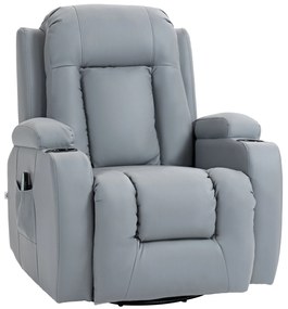 HOMCOM Poltrona de Massagem Reclinável até 150° com 8 Pontos de Massagem por Vibração Função de Aquecimento 85x94x104 cm Cinza