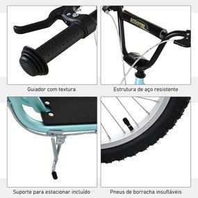 Trotinete com Guiador Ajustável 2 Pneus de Borracha Insufláveis com Travagem Dupla e Rodas 16" 139x58x90-96 cm Azul