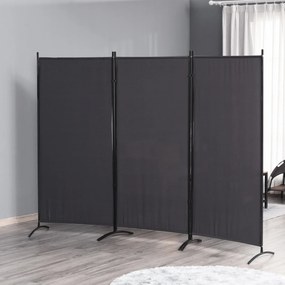Biombo de 3 painéis, 2,53 x 0,5 x 1,82 A m.de proteção contra olhares indiscretos, biombo com base separadora em metal e poliéster cinzento escuro