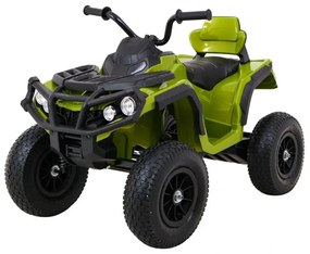 Moto 4 elétrica para crianças 12V ATV AIR, Rodas de AR, assento couro ecológico Verde