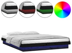 Estrutura cama c/ LED pequena casal 120x190 cm pinho preto