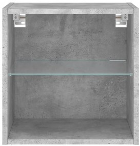 Mesas de cabeceira de parede c/ luzes LED 2pcs cinzento cimento