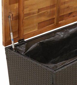 Caixa arrumação jardim 110x55x63 cm vime PE/acácia maciça preto