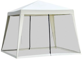 Outsunny Tenda de Jardim 3x3m Tenda com 4 Partes Laterais Rede Mosquiteira com Zíper Proteção UV para Patio Bege