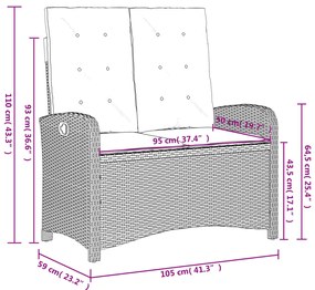 4 pcs conjunto de jardim p/ jardim c/ almofadões vime PE preto
