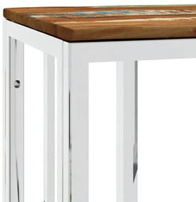Mesa consola aço inoxidável/madeira recuperada maciça prateado