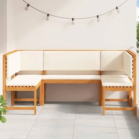 Conjunto de Jardim com 5 Peças e Almofadas em Madeira Sólida de Acácia