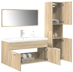 vidaXL 4 pcs conj. móveis casa banho derivados madeira carvalho sonoma