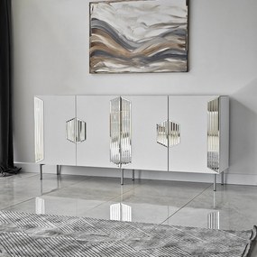 Console Dubai – Branco e Prateado – 180x80x40 cm