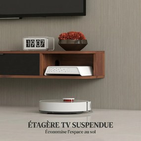 Móvel de TV Suspenso, 120 x 24 x 16 cm, Gaveta Rebatível, Cor Nogueira