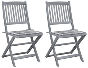 vidaXL Cadeiras exterior dobráveis c/ almofadões 2 pcs acácia maciça