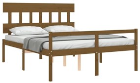 Cama idosos king size c/ cabeceira madeira maciça castanho-mel