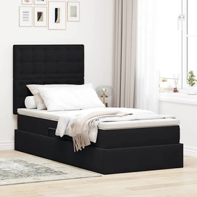 vidaXL Cama com arrumação e colchão Preto 100 x 200 cm Veludo