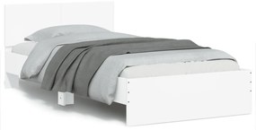 838799 vidaXL Estrutura de cama com cabeceira e luzes LED 100x200 cm branco