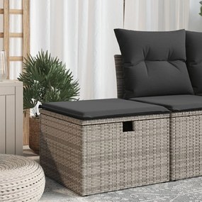 vidaXL Banco de jardim com almofadão 55x55x37 cm vime PE cinzento