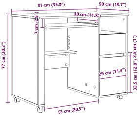 Mesa de Computador Branca com Gavetas Branca