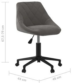 Cadeira de escritório giratória veludo cinzento-escuro