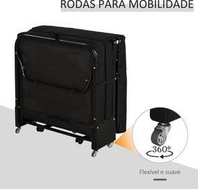 Cama Dobrável "Host" com Apoio de Cabeça Ajustável - Preto - 184x65x26