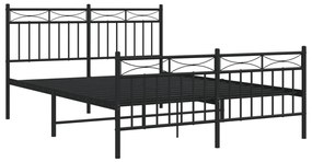 Estrutura de cama com cabeceira e pés 140x200 cm metal preto