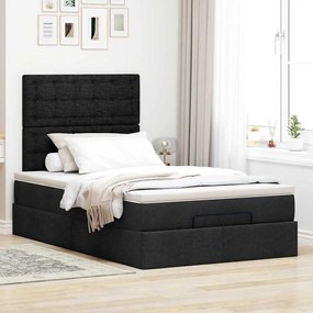 Estrutura de cama otomana com colchão preto 120x190 cm tecido