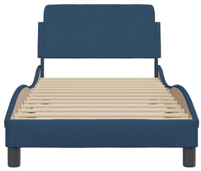Estrutura cama c/ cabeceira sem colchão tecido 90x200 cm azul