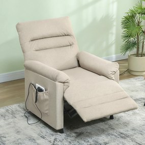 Poltrona Relax com Aquecimento Lombar e Massagem por Vibração Reclinável USB e Função de Memória  82x99x106 cm Bege