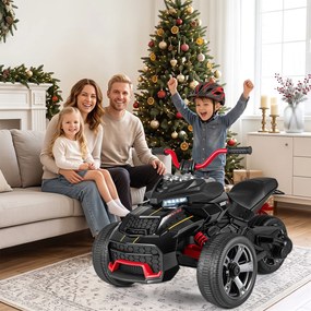 Moto Elétrica Infantil crianças 3 a 6 anos de Três Rodas, 72 x 111 x 64 cm, Dois Motores de 25 W, Vermelho+Preto