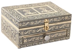 Guarda-Joias DKD Home Decor 17,5 x 12,5 x 8,5 cm Champanhe Bege Madeira Alumínio