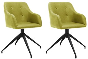 vidaXL Cadeiras de jantar giratórias 2 pcs tecido verde