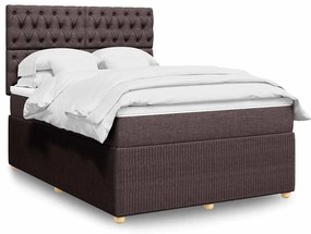 vidaXL Cama com molas/colchão 140x200 cm tecido castanho-escuro