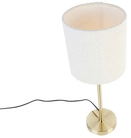 Candeeiro de mesa dourado regulável com abajur branco 20 cm - Parte Design