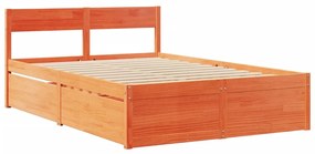Cama sem colchão 120x200 cm madeira pinho maciça castanho-mel