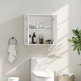Armário de Casa de Banho de Parede Móvel de Casa de Banho Suspenso com Prateleiras 2 Portas com Desenho em Arco 60x20x60 cm Branco