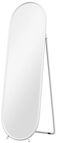 Espelho de Pé Oval 160x40 cm Espelho de Corpo Inteiro com Moldura Metálica Suporte e 2 Formas de Utilização Branco