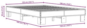 Estrutura de cama 135x190 cm derivados madeira/metal