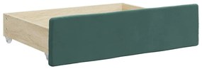 Gavetas de cama 2pcs derivados de madeira e veludo verde-escuro