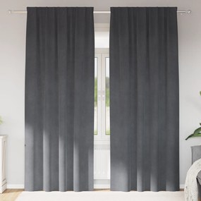 Cortinas Blackout vidaXL com fita na parte superior 2 pcs Veludo Cinza Claro