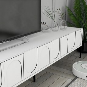 Unidade TV Lyon – Branco e Preto – TV Stand: 180x42x35 cm, Prateleira