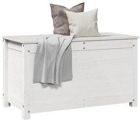 Caixa de arrumação 80x40x45,5 cm madeira de pinho maciça branco