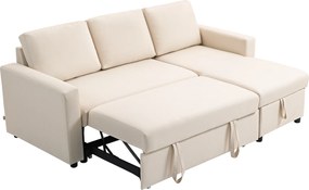 Sofá de canto convertível e modular com méridiana reversível 211,5 C x 146 L x 85 A cm (sofá), 183 C x 117 L x 43,5 A cm (cama), compartimento de arru