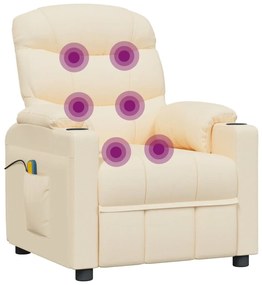 Poltrona elevatória de massagens elétrica tecido creme