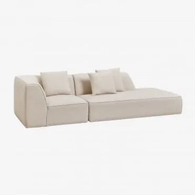 Sofá Modular De Canto Em 2 Peças Com Chaise Longue Direito Estofado Cardea Chenille Bege Creme - Sklum