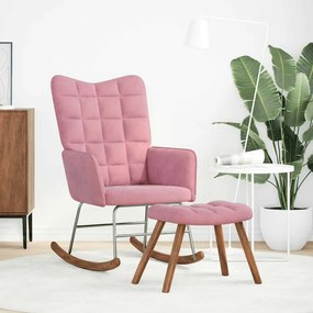 Cadeira de baloiço com banco veludo rosa