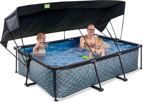 Piscina Stone 220x150x65cm com bomba de filtragem e cobertura - cinzenta